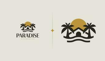 palm huis zomer tropisch. universeel creatief premie symbool. vector teken icoon logo sjabloon. vector illustratie