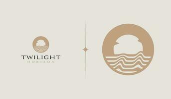 zonsondergang Golf monoline logo sjabloon. universeel creatief premie symbool. vector illustratie