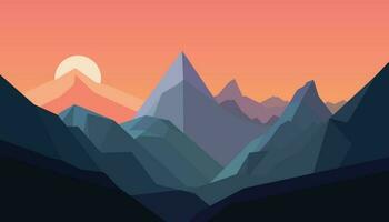 vlak minimalistisch ontwerp. panorama van een berg landschap. gemakkelijk naar verandering kleuren. vector