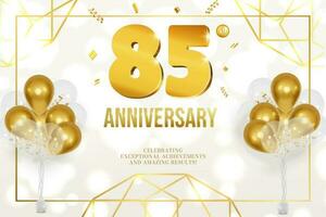verjaardag viering horizontaal folder gouden brieven en ballonnen 85 vector