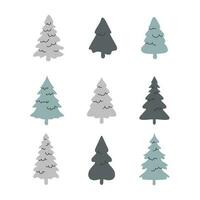 set van schattige kerstbomen vector