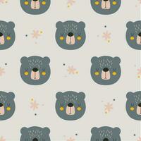naadloos kinderachtig patroon met schattig beer. dier naadloos achtergrond. Scandinavisch stijl element voor t-shirt afdrukken vector