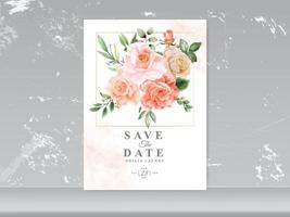 prachtige bruiloft kaart decorontwerp rozen vector