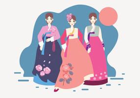 dame in hanbok vector