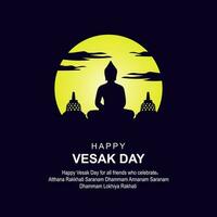 gelukkig vesak dag, groet kaart en poster ontwerp voor vesak dag. vesak dag is een heilig dag voor boeddhisten. vector