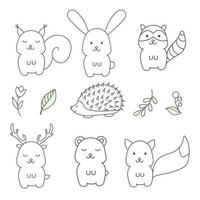 vector reeks van illustraties van Woud dieren in tekening stijl.