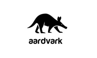 minimaal aardvarken zwart vector logo-ontwerp