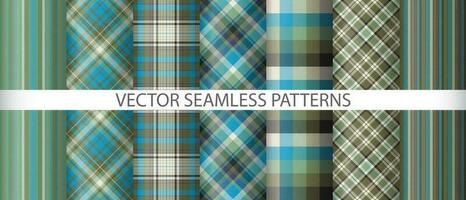 reeks plaid structuur controleren. vector naadloos kleding stof. achtergrond Schotse ruit patroon textiel.