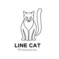 zwarte kattenlijn eenvoudig logo vector