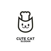 schattige chef-kok kat, huisdier chef-kok vector logo pictogram ontwerp