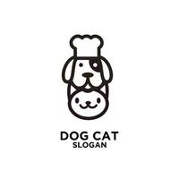 schattige hond kat chef-kok vector logo pictogram ontwerp