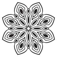 zwarte omtrek bloem mandala. doodle ronde decoratief element voor het kleuren van boek geïsoleerd op een witte achtergrond. bloemen geometrische cirkel. vector