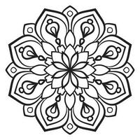 zwarte omtrek bloem mandala. doodle ronde decoratief element voor het kleuren van boek geïsoleerd op een witte achtergrond. bloemen geometrische cirkel. vector