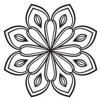 zwarte omtrek bloem mandala. doodle ronde decoratief element voor het kleuren van boek geïsoleerd op een witte achtergrond. bloemen geometrische cirkel. vector