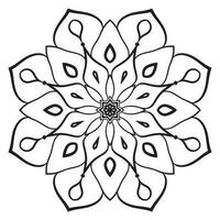 zwarte omtrek bloem mandala. doodle ronde decoratief element voor het kleuren van boek geïsoleerd op een witte achtergrond. bloemen geometrische cirkel. vector