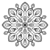 zwarte omtrek bloem mandala. doodle ronde decoratief element voor het kleuren van boek geïsoleerd op een witte achtergrond. bloemen geometrische cirkel. vector