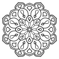 zwarte omtrek bloem mandala. doodle ronde decoratief element voor het kleuren van boek geïsoleerd op een witte achtergrond. bloemen geometrische cirkel. vector