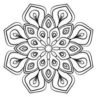 zwarte omtrek bloem mandala. doodle ronde decoratief element voor het kleuren van boek geïsoleerd op een witte achtergrond. bloemen geometrische cirkel. vector