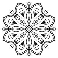 zwarte omtrek bloem mandala. doodle ronde decoratief element voor het kleuren van boek geïsoleerd op een witte achtergrond. bloemen geometrische cirkel. vector