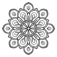 zwarte omtrek bloem mandala. doodle ronde decoratief element voor het kleuren van boek geïsoleerd op een witte achtergrond. bloemen geometrische cirkel. vector