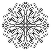 zwarte omtrek bloem mandala. doodle ronde decoratief element voor het kleuren van boek geïsoleerd op een witte achtergrond. bloemen geometrische cirkel. vector