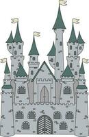 tekenfilm kasteel, decor elementen. kleurrijk vector illustratie, vlak stijl. ontwerp voor kaarten, t-shirt afdrukken, poster