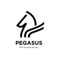 pegasus vliegpaard, zwart paard, ontwerplogo vector