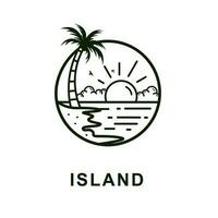 tropisch eiland en palm boom logo lijn kunst vector illustratie sjabloon icoon.
