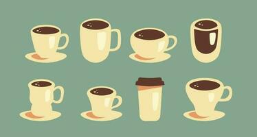 koffie cups reeks wijnoogst stijl vector