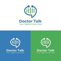 logo vector ontwerp voor dokter praten, podcast logo, gezond logo, praten, bericht logo