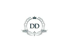 eerste dd vrouwelijk logo, creatief luxe kroon dd d d brief logo icoon vector