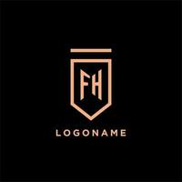 fh monogram eerste met schild logo ontwerp icoon vector