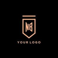 nb monogram eerste met schild logo ontwerp icoon vector