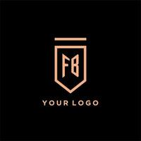 fb monogram eerste met schild logo ontwerp icoon vector