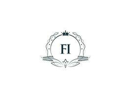 monogram luxe fi logo brief, minimaal vrouwelijk fi als logo icoon vector voorraad