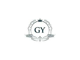 minimaal brief gy logo kroon icoon, premie luxe gy ja vrouwelijk brief logo icoon vector