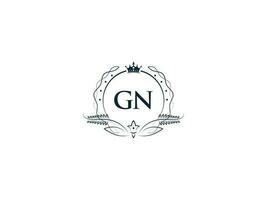 minimaal brief gn logo kroon icoon, premie luxe gn ng vrouwelijk brief logo icoon vector