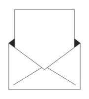 Open envelop met wit blanco kaart vlak geïsoleerd schets vector voorwerp. uitnodiging mail. bewerkbare zwart en wit lijn kunst tekening. gemakkelijk monochroom plek illustratie voor web grafisch ontwerp
