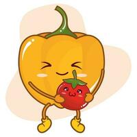 schattig peper draag- een tomaat groente vector illustratie