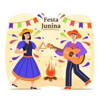 festa junina brazilië festival paar dansende illustratie vector