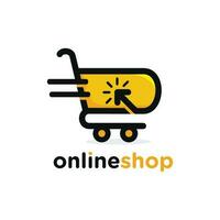 boodschappen doen kar. online winkel logo ontwerp vector