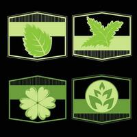 reeks van logos eco ecologie blad bio fabriek biologisch natuurlijk remedie kruid vector