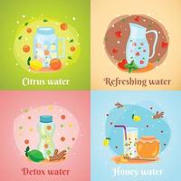 detox water 4 plat pictogrammen vector illustratie