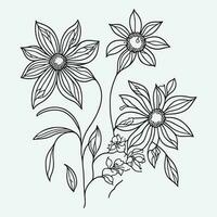 hand- getrokken bloem zwart schets vector Aan wit achtergrond, bloem vector, bloem tatoeëren