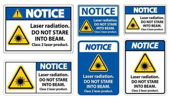 let op laserstraling staar niet in straal klasse 2 laserproductteken op witte achtergrond vector