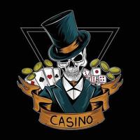 koninklijke casino gokker schedel vector bewerkbare lagen