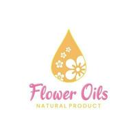 bloemen essentieel olie logo, bloem binnen gouden water druppeltje gemakkelijk vector ontwerp
