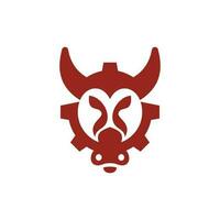 stier hoofd uitrusting machine modern creatief logo vector