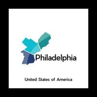 Philadelphia stad kaart modern meetkundig logo vector