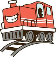 speelgoed- trein locomotief. tekenfilm locomotief geïsoleerd Aan een wit achtergrond. vector illustratie.